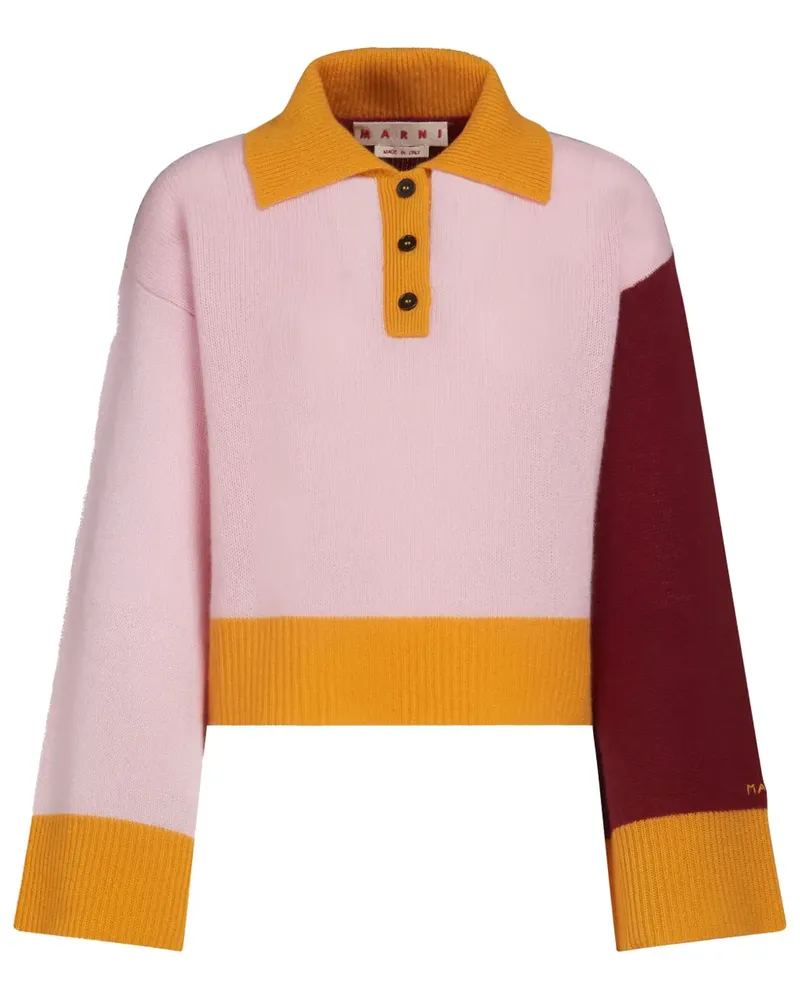 Marni Kaschmirpullover in Colour-Block-Optik - Rosa Rosa