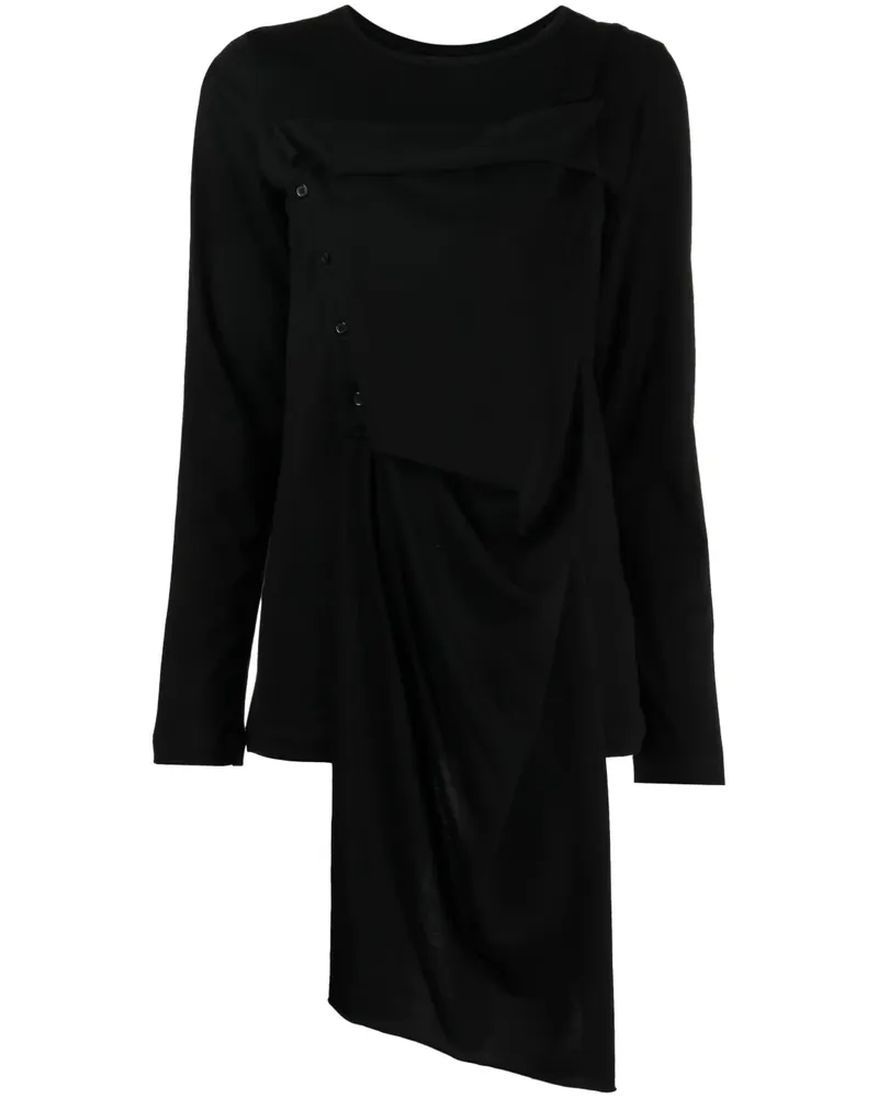 Yohji Yamamoto Asymmetrisches Oberteil - Schwarz Schwarz