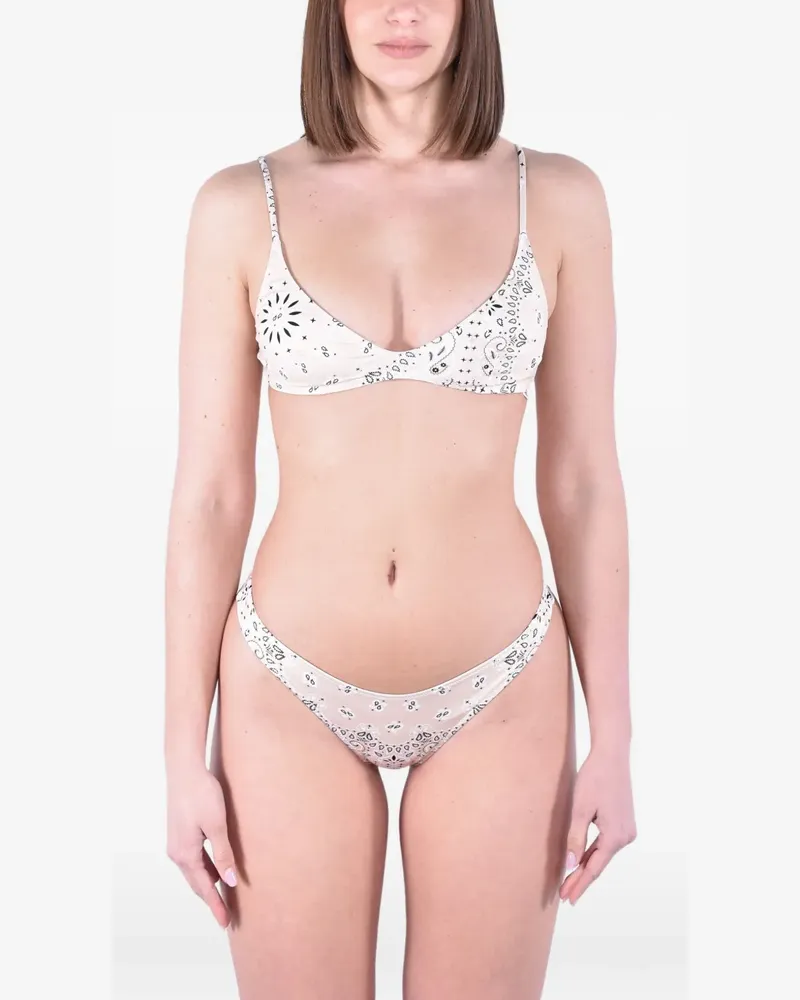 MC2 Saint Barth Paloma paisley-print bikini top - Nude Nude