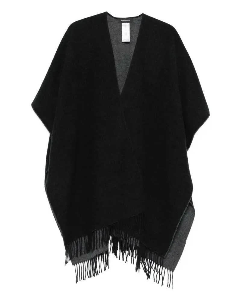 Fabiana Filippi Fransen-Poncho mit V-Ausschnitt - Grau Grau
