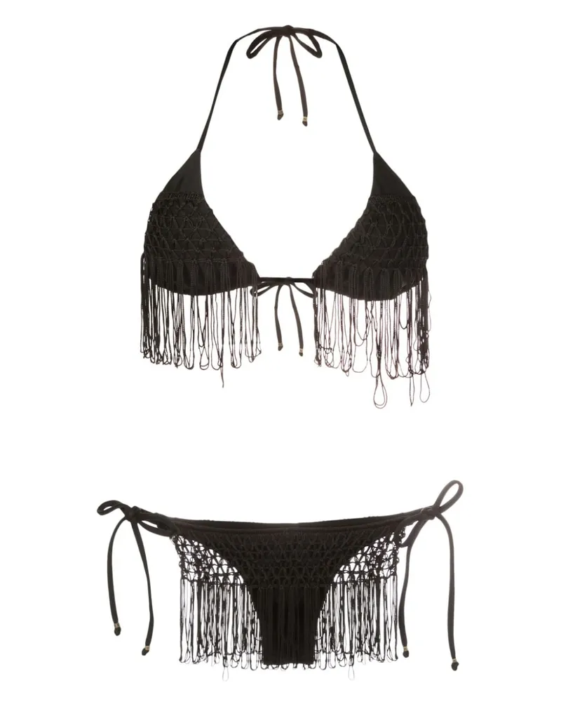 Amir Slama Bikini mit Blumen-Print - Schwarz Schwarz