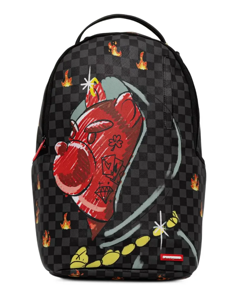 Sprayground Rucksack mit Karomuster und grafischem Print - Schwarz Schwarz