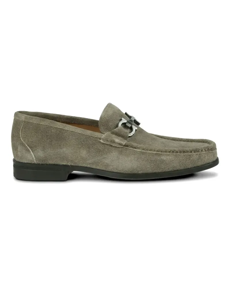 Ferragamo Gancini-buckle suede loafers - Grau Grau