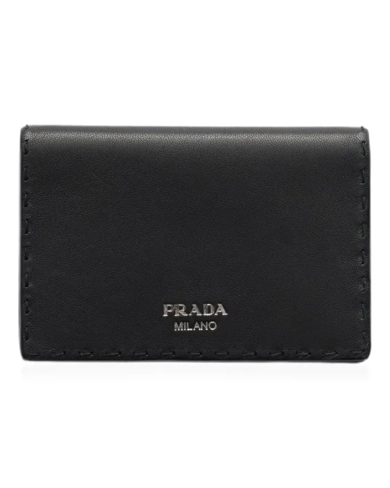 Prada Kartenetui aus gealtertem Leder - Schwarz Schwarz