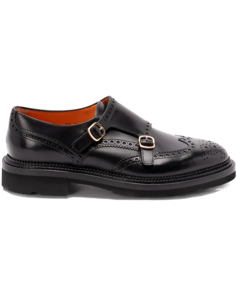 Santoni Monk-Schuhe mit Budapestermuster - Schwarz Schwarz