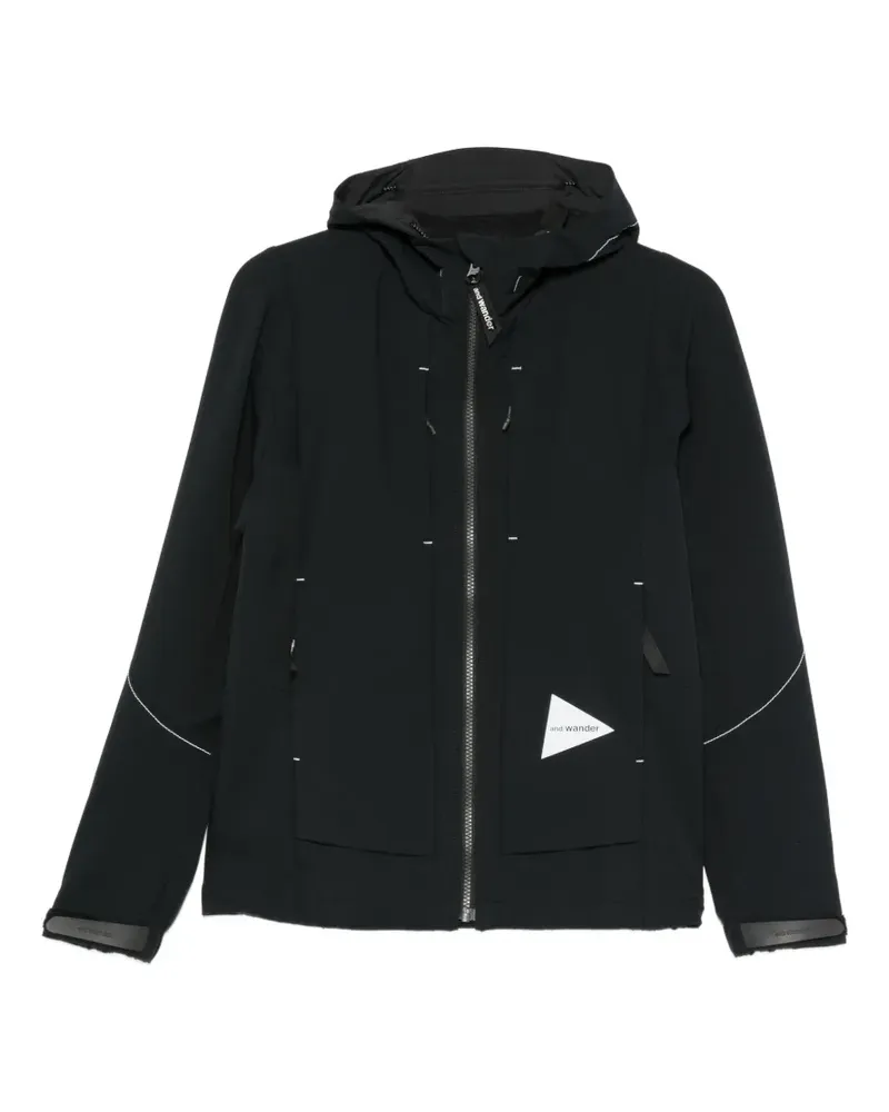 and wander hooded contrast-stitch jacket - Schwarz Schwarz