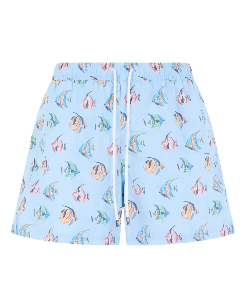 Fedeli fish-print drawstring swim shorts - Blau Blau