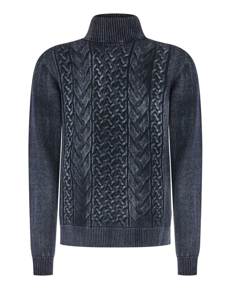 Arovescio Rollkragenpullover mit Zopfmuster - Blau Blau