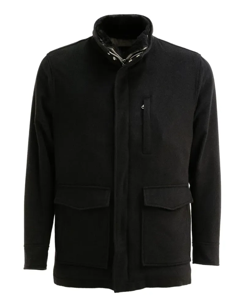 BARBA Stehkragen-Jacke mit aufgesetzten Taschen - Schwarz Schwarz