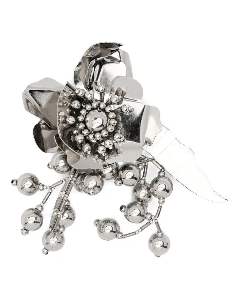 N° 21 Perlenbrosche mit Blumenverzierung - Silber Silber