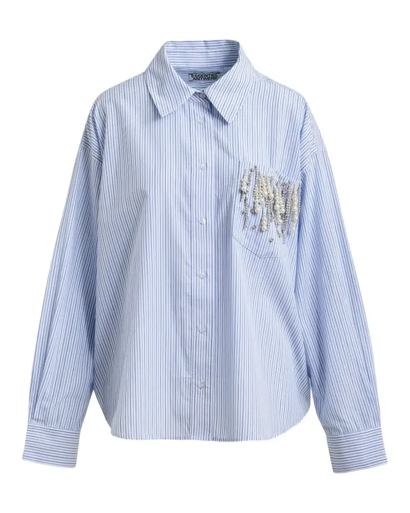 Essentiel Gestreiftes Hemd mit Tasche - Blau Blau