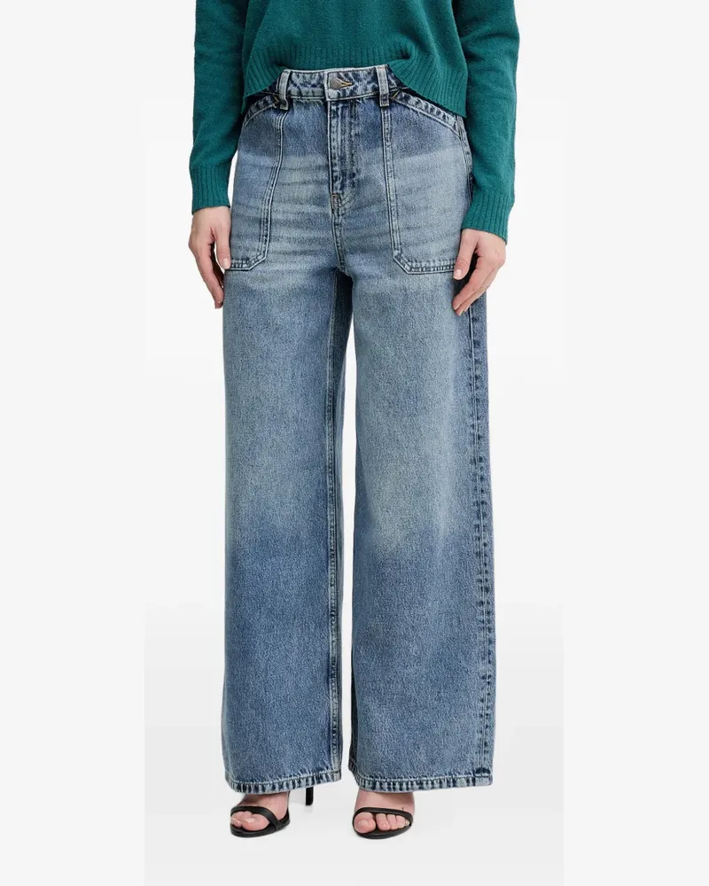 Sisley patch-pocket wide-leg jeans - Blau Blau
