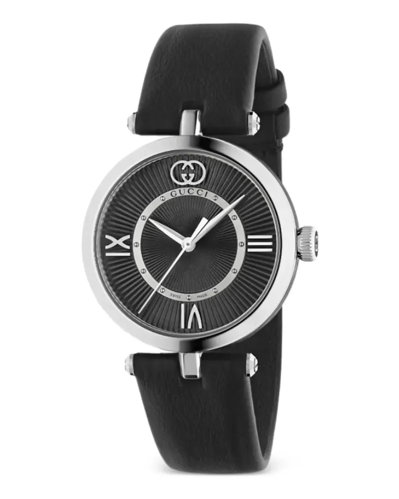 Gucci Model 2000 Armbanduhr mit Lederriemen 30mm - Schwarz Schwarz