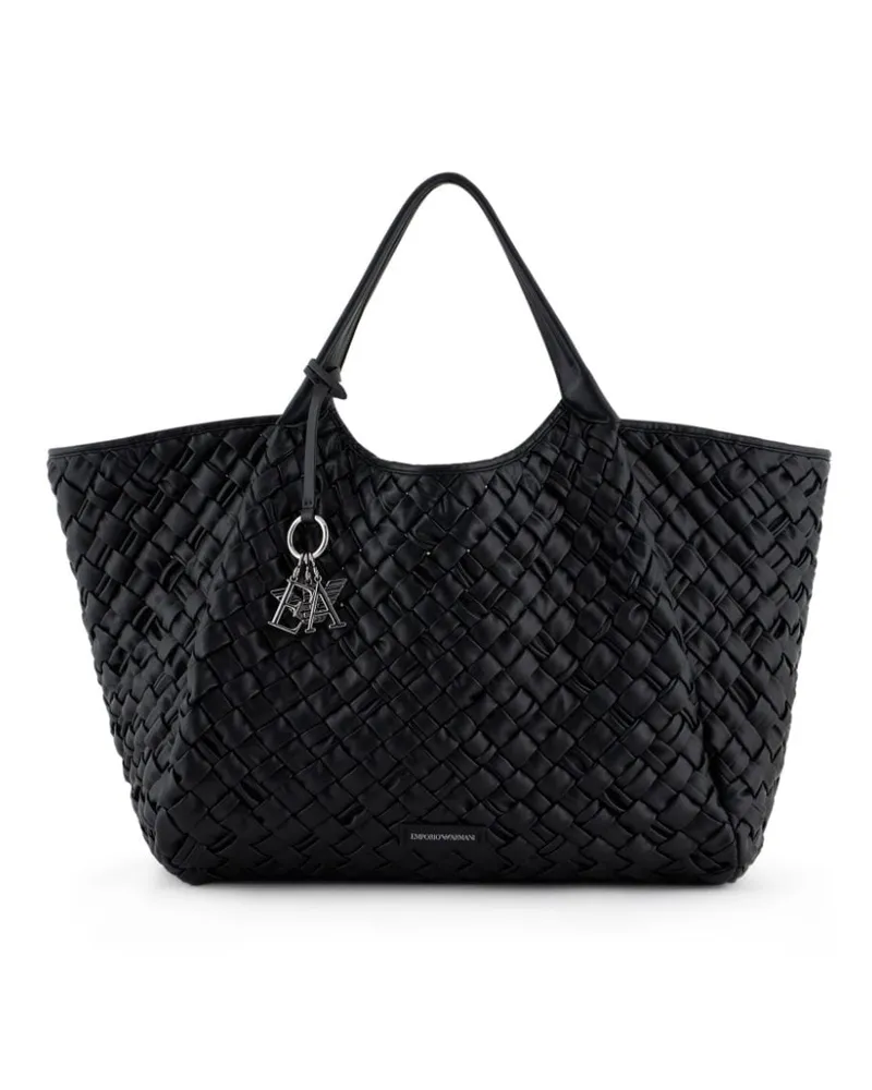 Emporio Armani Gewebter Shopper aus Faux-Leder - Schwarz Schwarz