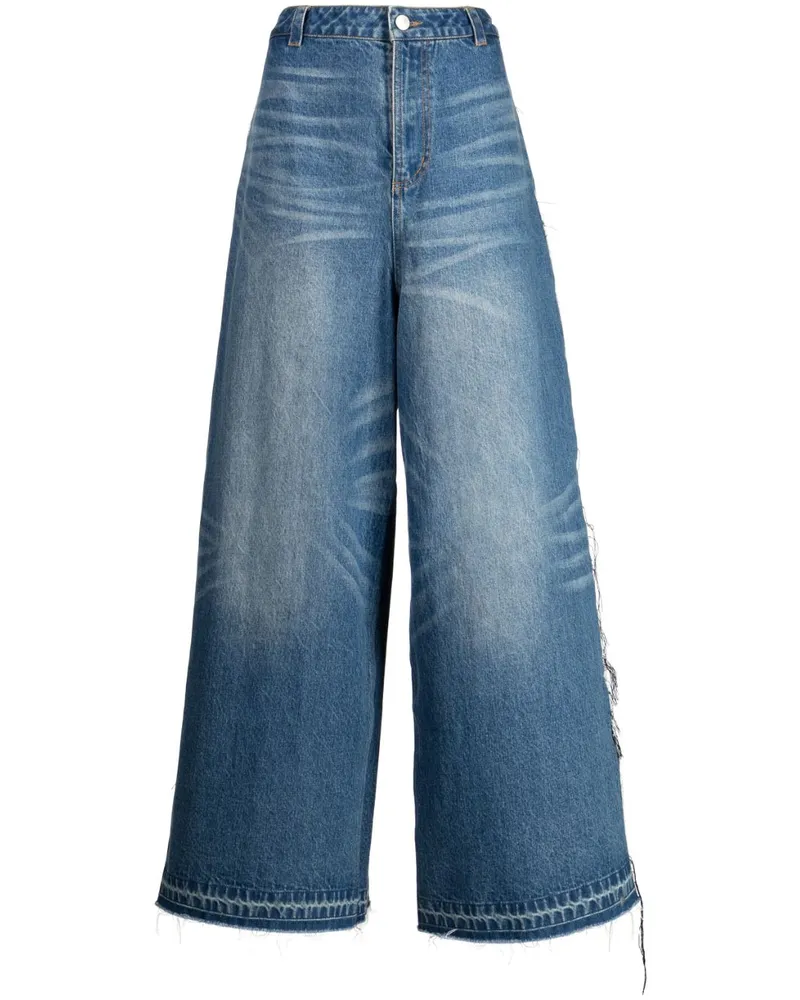 Ground Zero Weite Jeans mit hohem Bund Blau