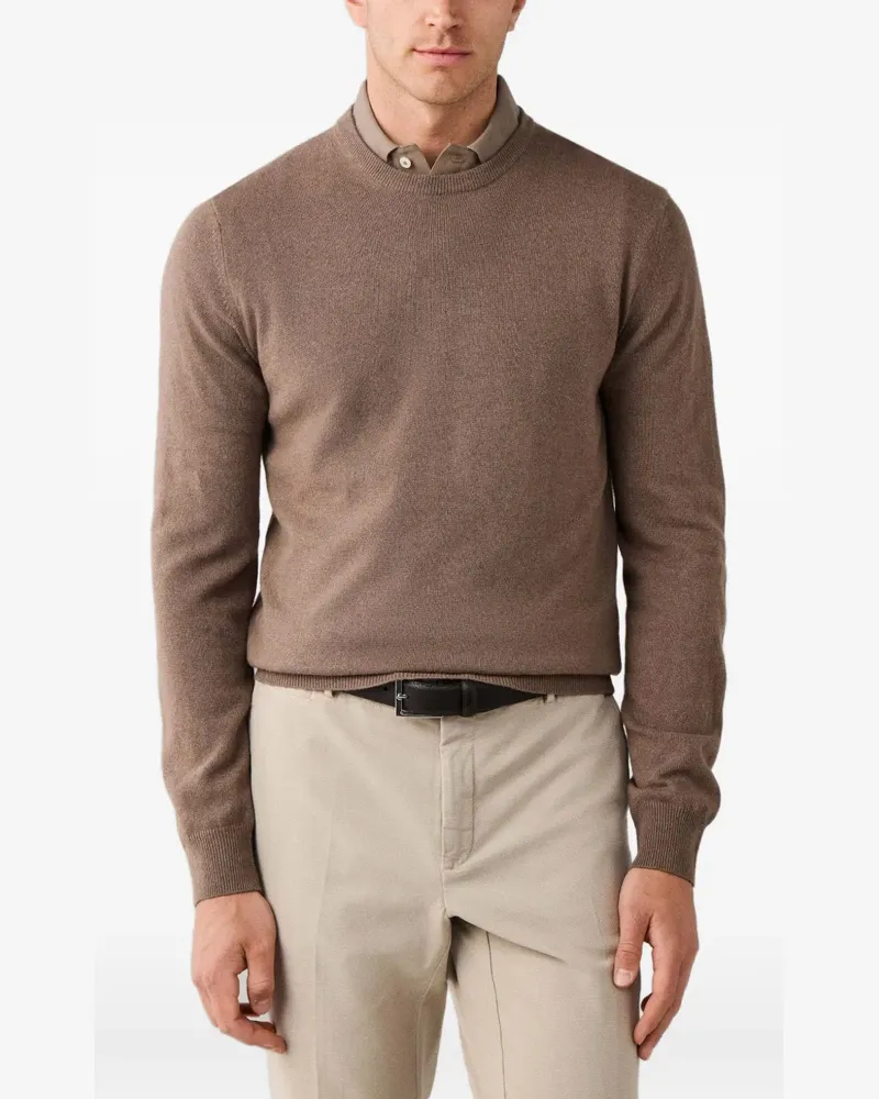 Hackett Rundhals-Pullover mit Ellenbogen-Patch - Braun Braun