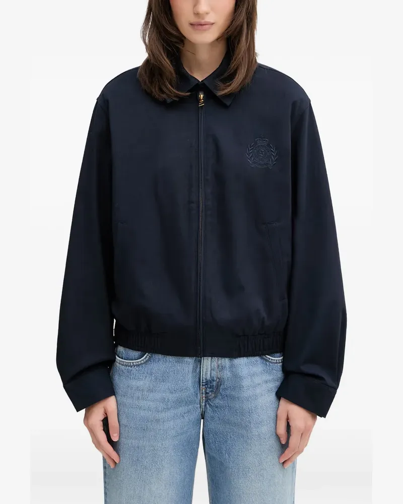 SPORTY & RICH logo-embroidered elasticated-hem jacket - Blau Blau