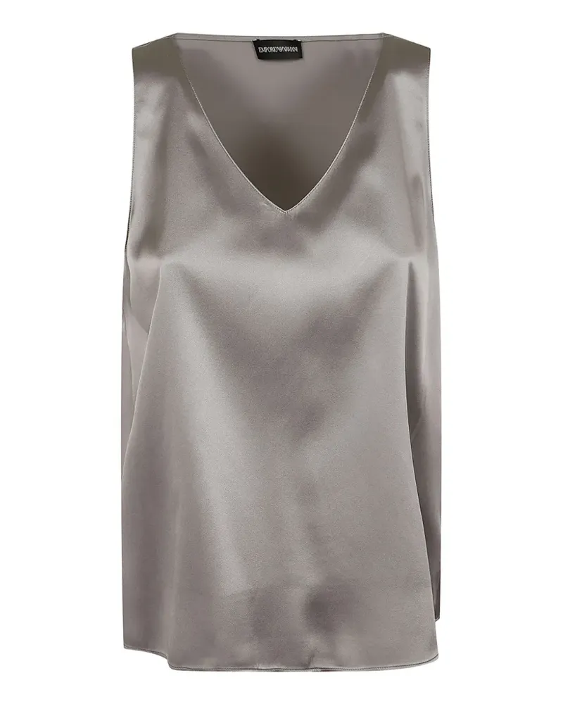 Emporio Armani silk V-neck top - Grau Grau