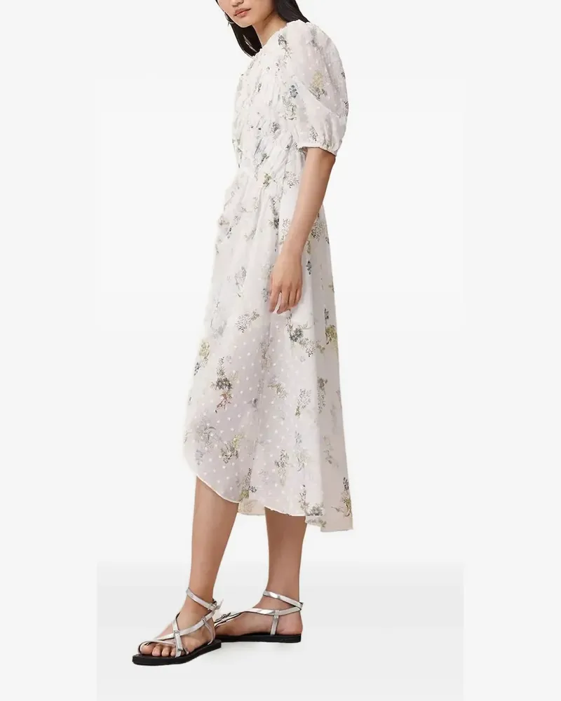 AllSaints Gesmoktes Kleid mit Blumen-Print - Weiß Weiß