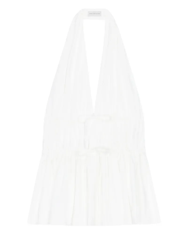 Dries van Noten Neckholder-Top mit Raffungen - Weiß Weiß