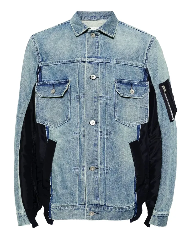 Sacai button-fastening panelled jacket - Blau Blau