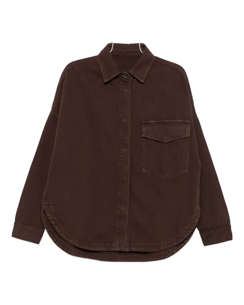 nine:inthe:morning pocket curved hem shirt - Braun Braun