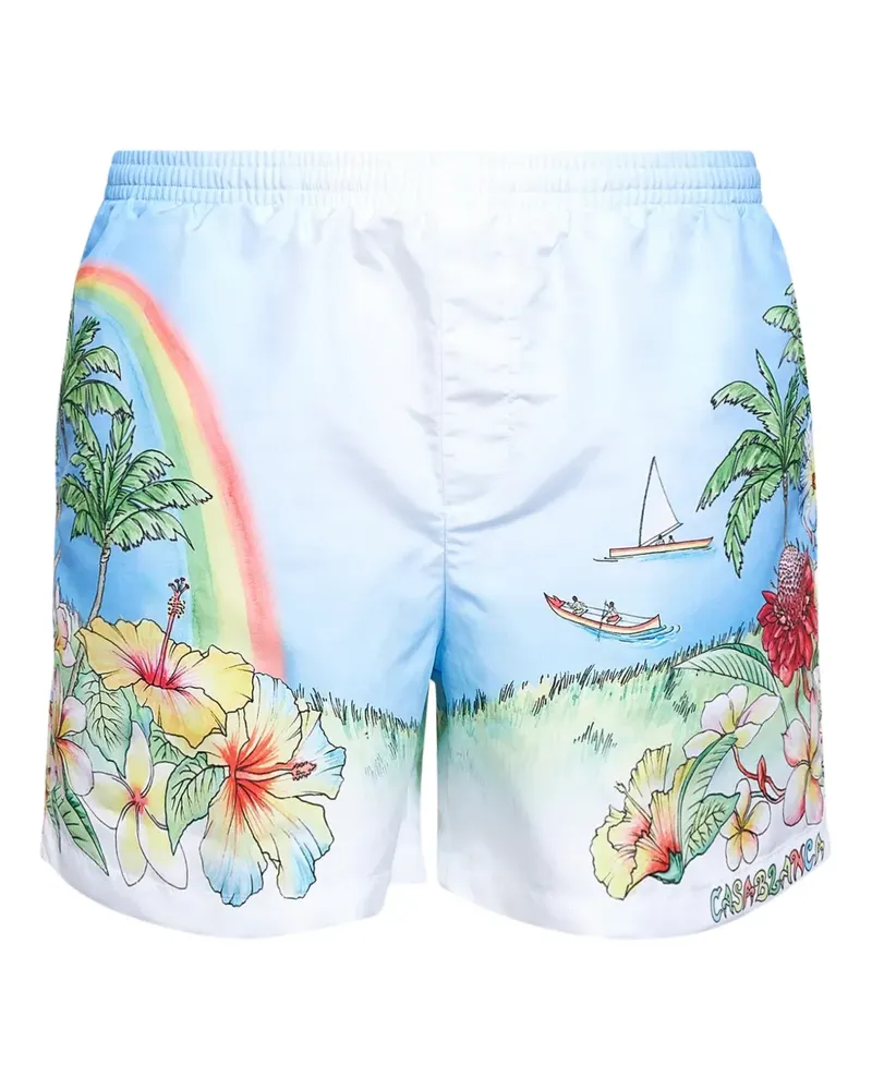 Casablanca Paris aloha-print multicolour shorts - Blau Blau