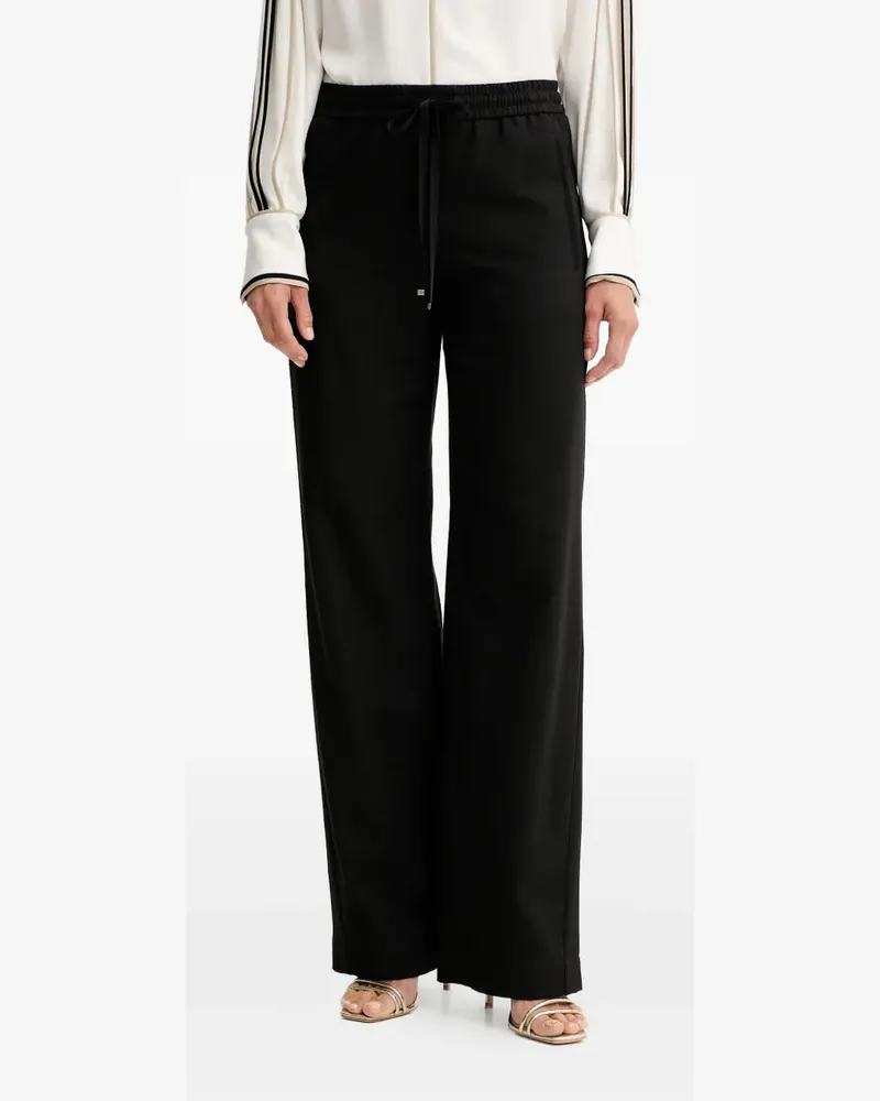 HUGO BOSS Wide-Leg-Hose mit Kordelzug - Schwarz Schwarz