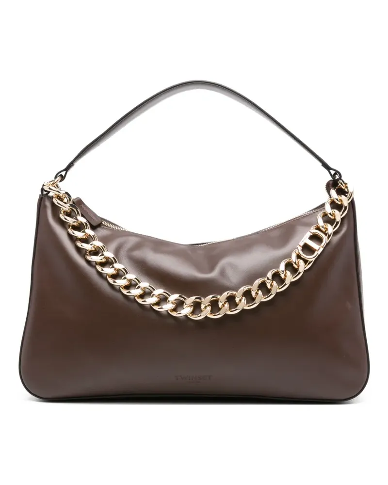 Twin-Set Mittelgroße Liliane Schultertasche mit Kettenverzierung - Braun Braun