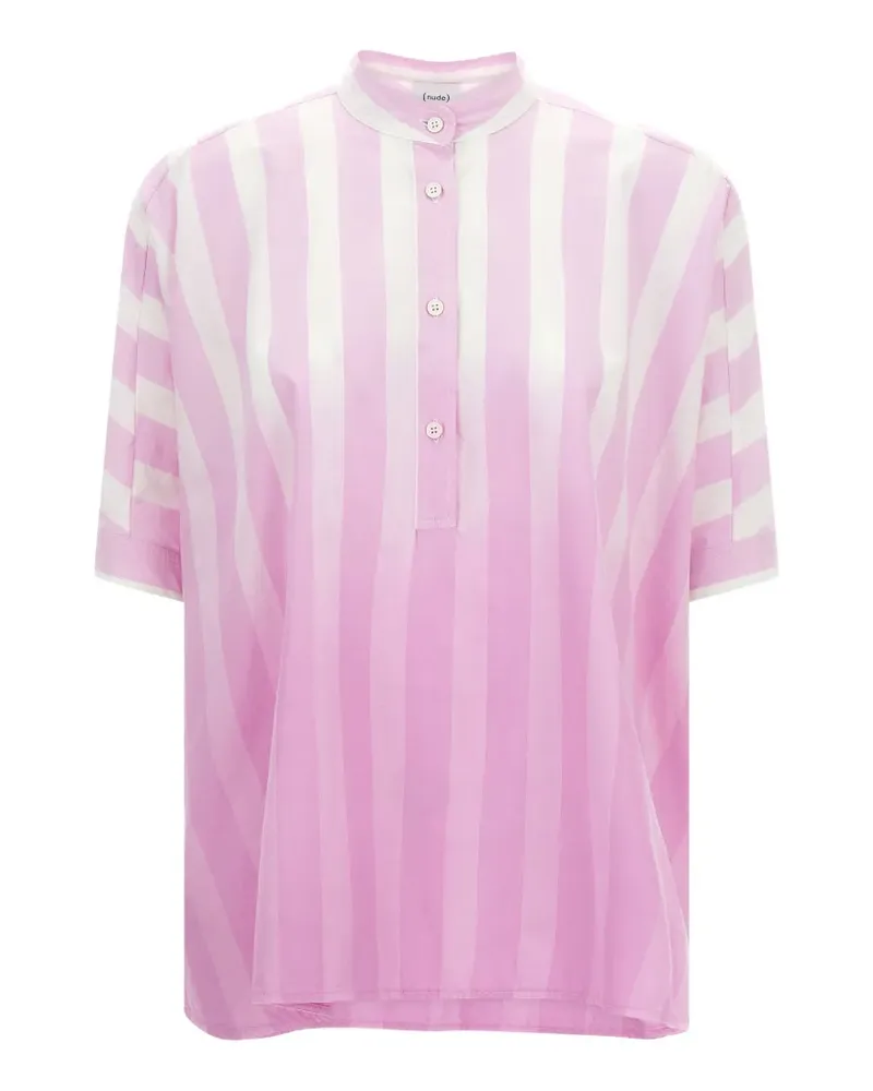 NUDE striped mandarin-collar shirt - Rosa Rosa