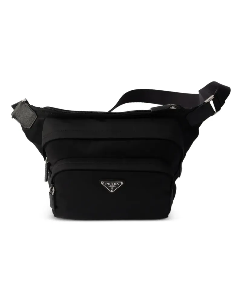 Prada Schultertasche mit Logo-Schild - Schwarz Schwarz