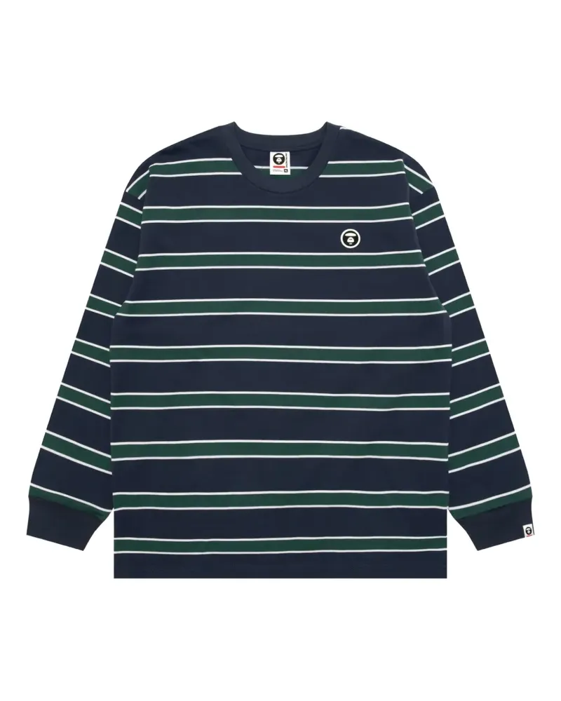 BAPE Gestreiftes Langarmshirt - Blau Blau