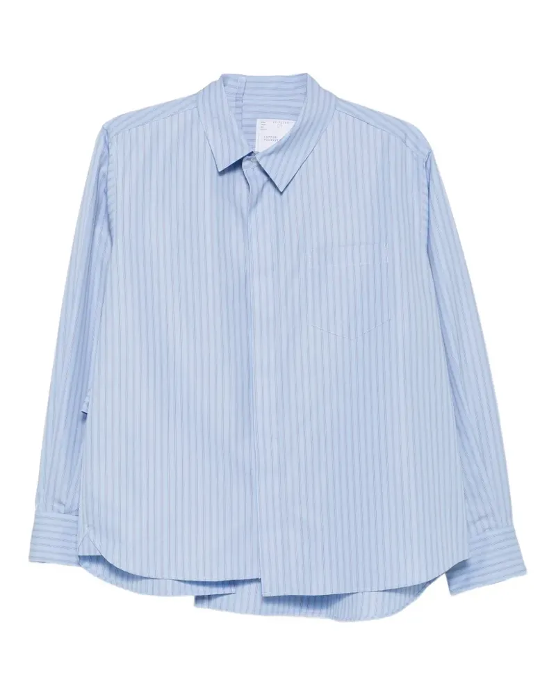 Sacai striped panelled shirt - Blau Blau