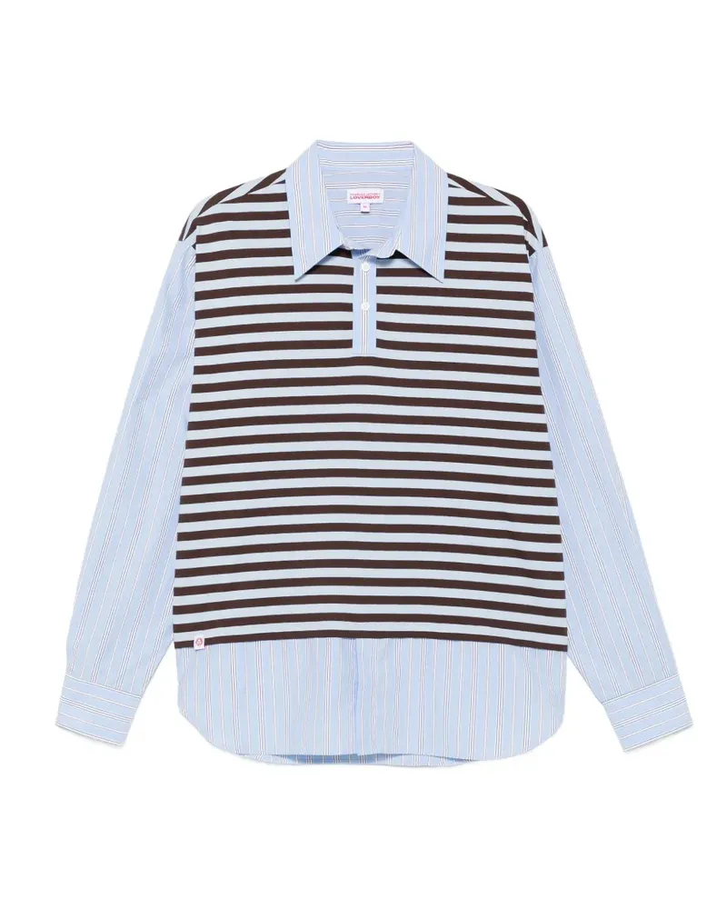 Charles Jeffrey Loverboy Merge striped cotton polo shirt - Blau Blau