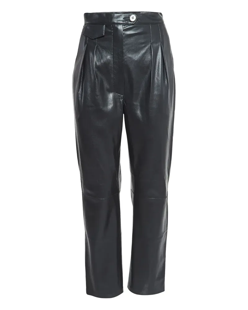 Nanushka Hose aus Faux-Leder mit Falten - Schwarz Schwarz