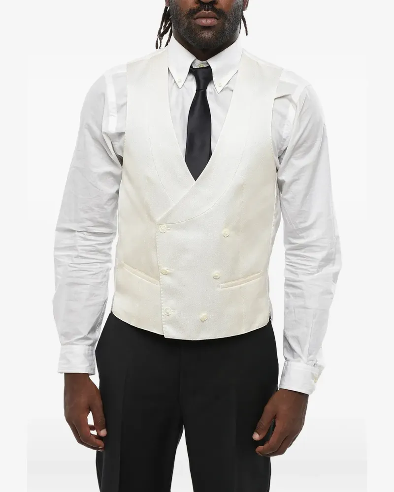 Corneliani double-breasted silk waistcoat - Nude Nude