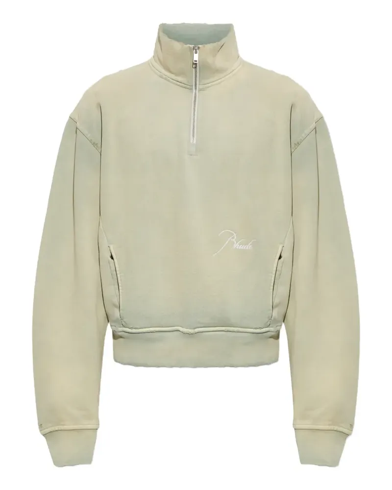 RHUDE Classique embroidered-logo quarter-zip sweatshirt - Grün Grün