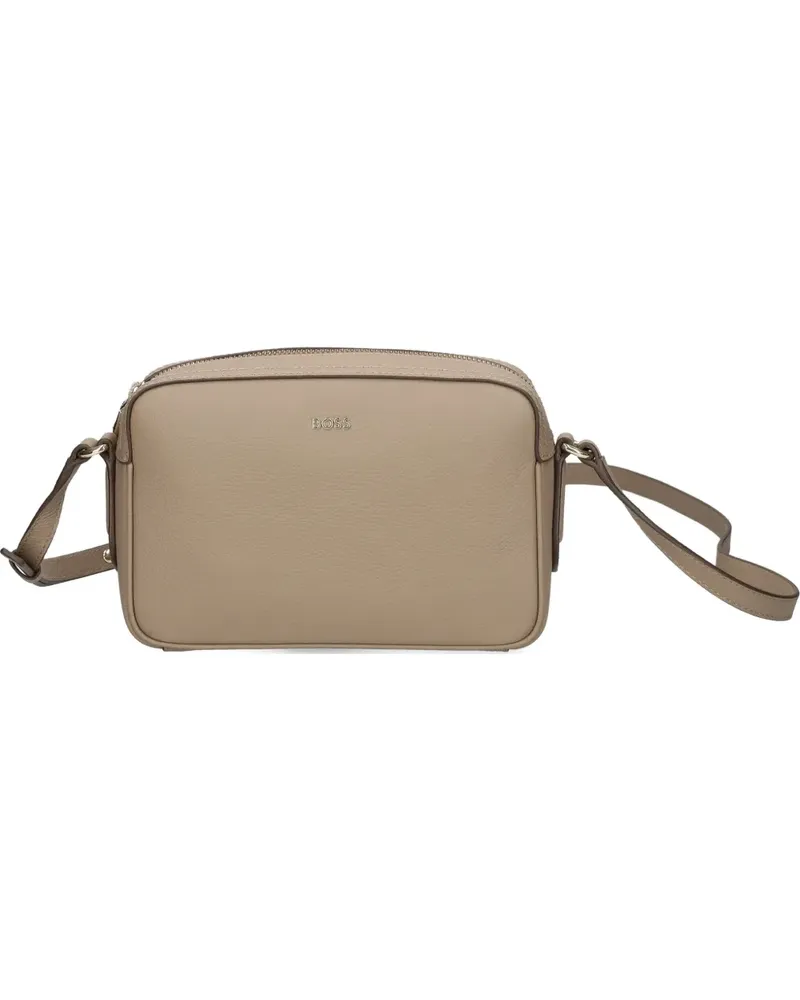 HUGO BOSS grained-leather logo-plaque cross body bag - Nude Nude