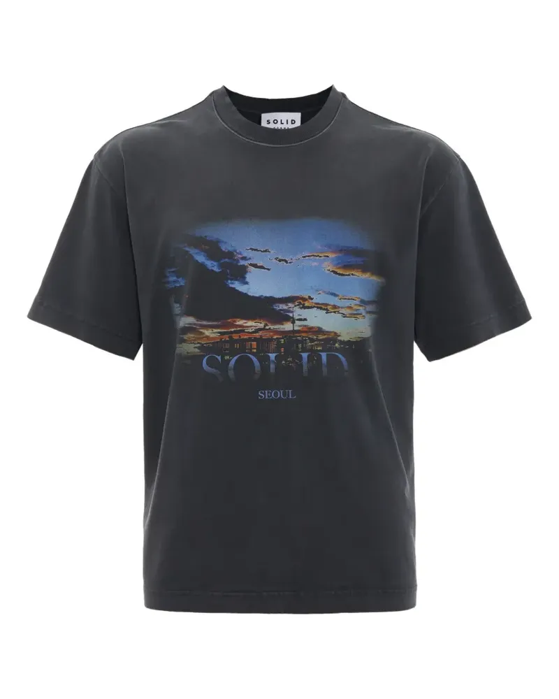 SOLID HOMME Solid Seoul T-Shirt mit grafischem Print - Grau Grau