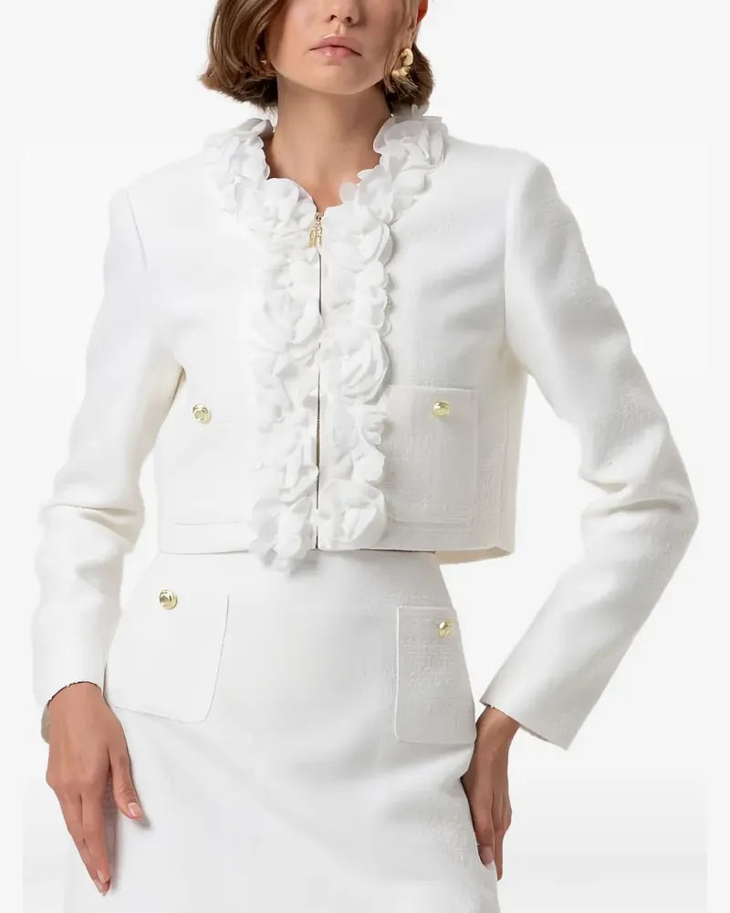 Fracomina Cropped-Jacke mit Blumenapplikation - Nude Nude