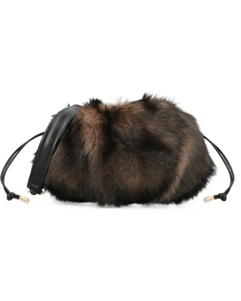 Chloé fur-effect chain-link shoulder bag - Braun Braun