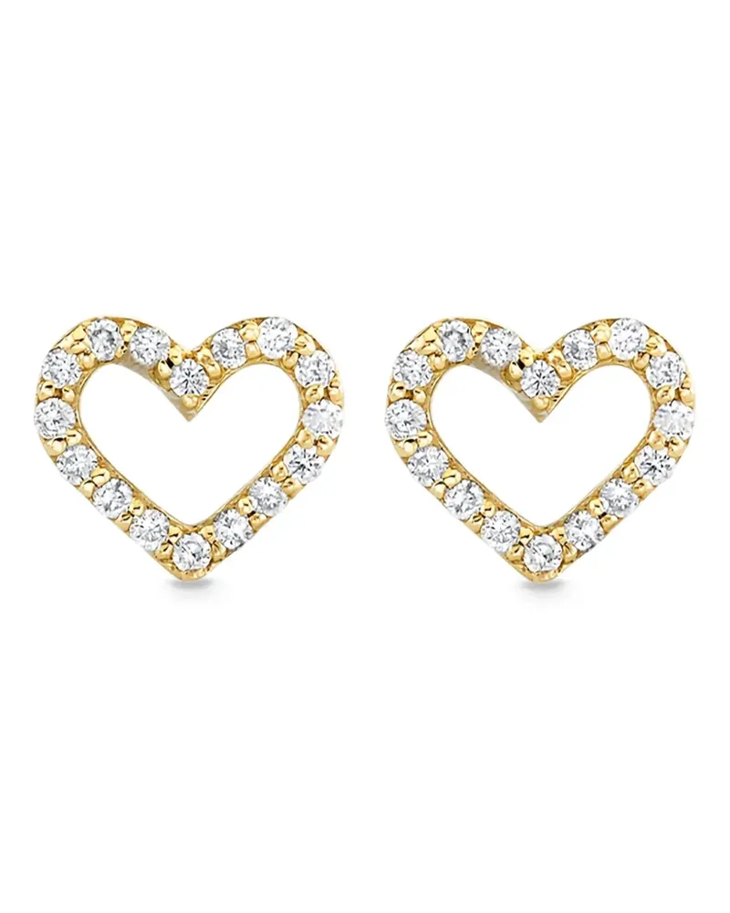 Sydney Evan 14kt Open Heart Gelbgoldohrstecker mit Diamant Gold