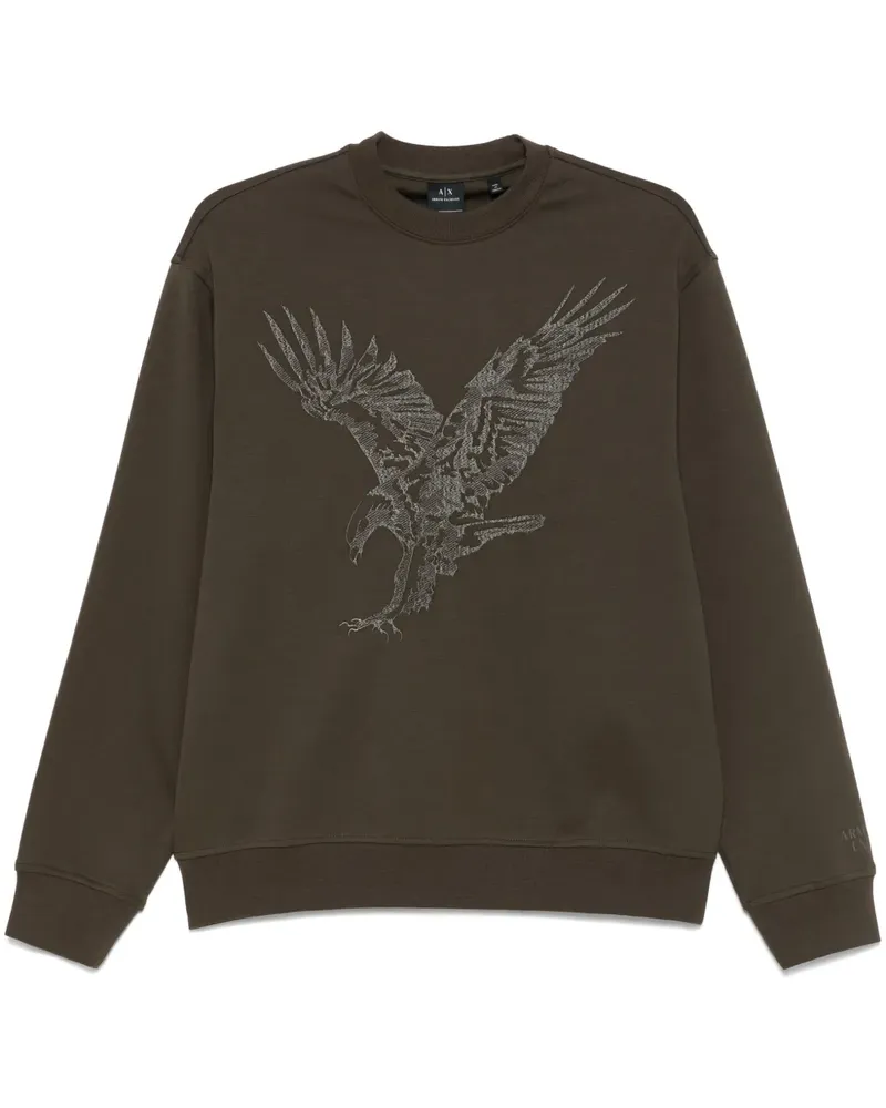Armani Exchange Sweatshirt mit Logo-Stickerei - Grün Grün