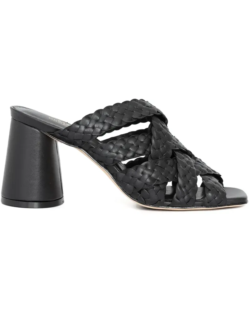 Sarah Chofakian Mont Blanc Mules mit geflochtenem Leder 65mm - Schwarz Schwarz