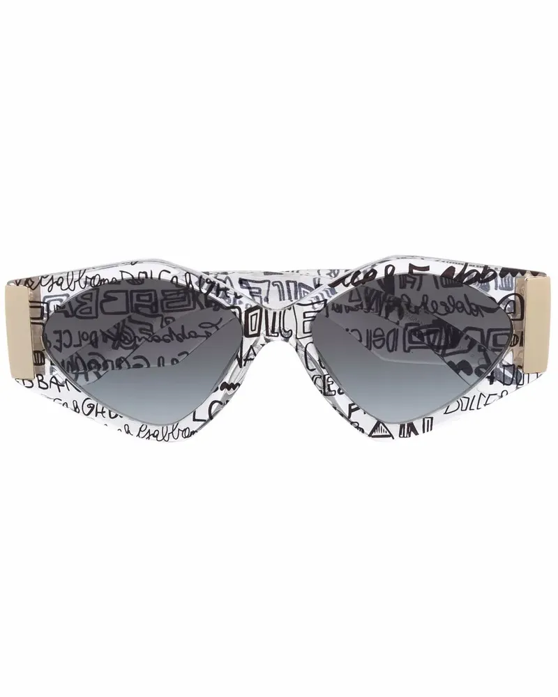 Dolce & Gabbana Eckige Sonnenbrille mit Logo-Print - Nude Nude