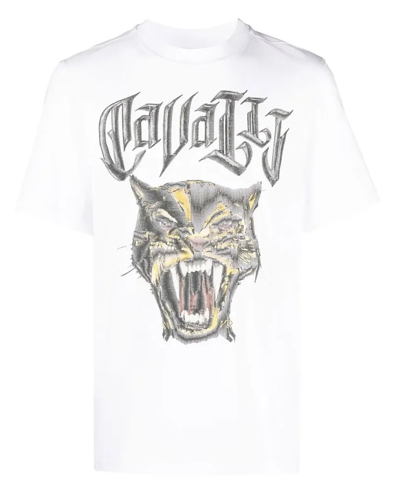 Roberto Cavalli T-Shirt mit Panther-Print - Weiß Weiß