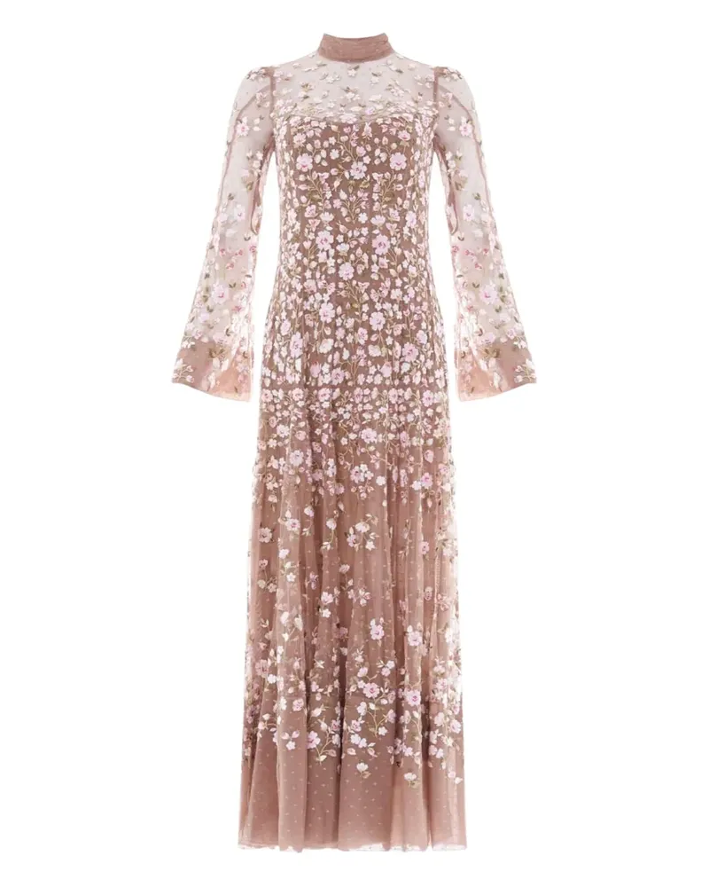 Needle & Thread Sylvia Rose long-sleeves midi dress - Nude Nude