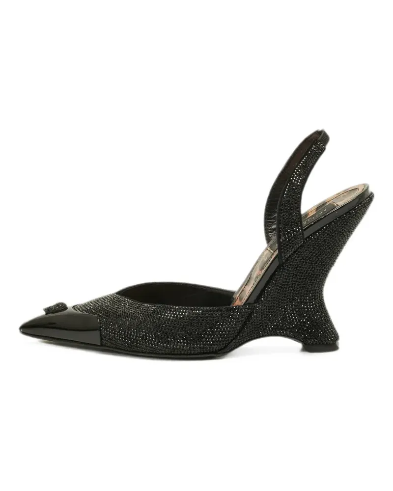 Philipp Plein Decollete crystal-embellished slingback heeled pumps - Schwarz Schwarz