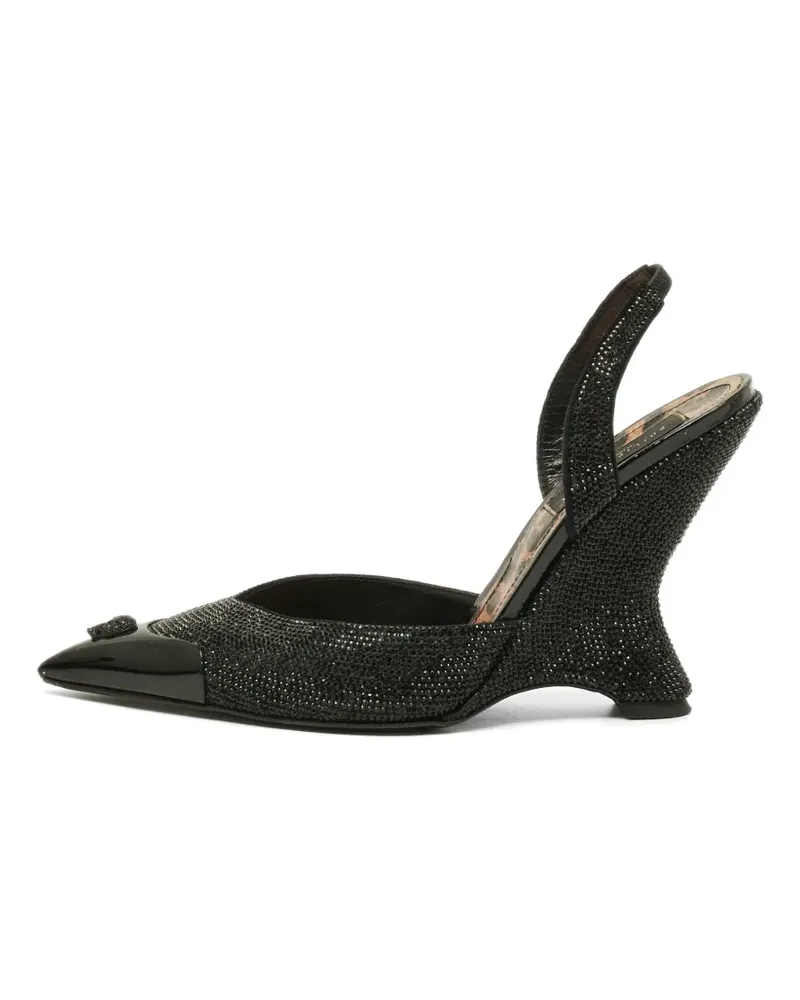 Philipp Plein Decollete Slingback-Pumps mit Kristallen - Schwarz Schwarz