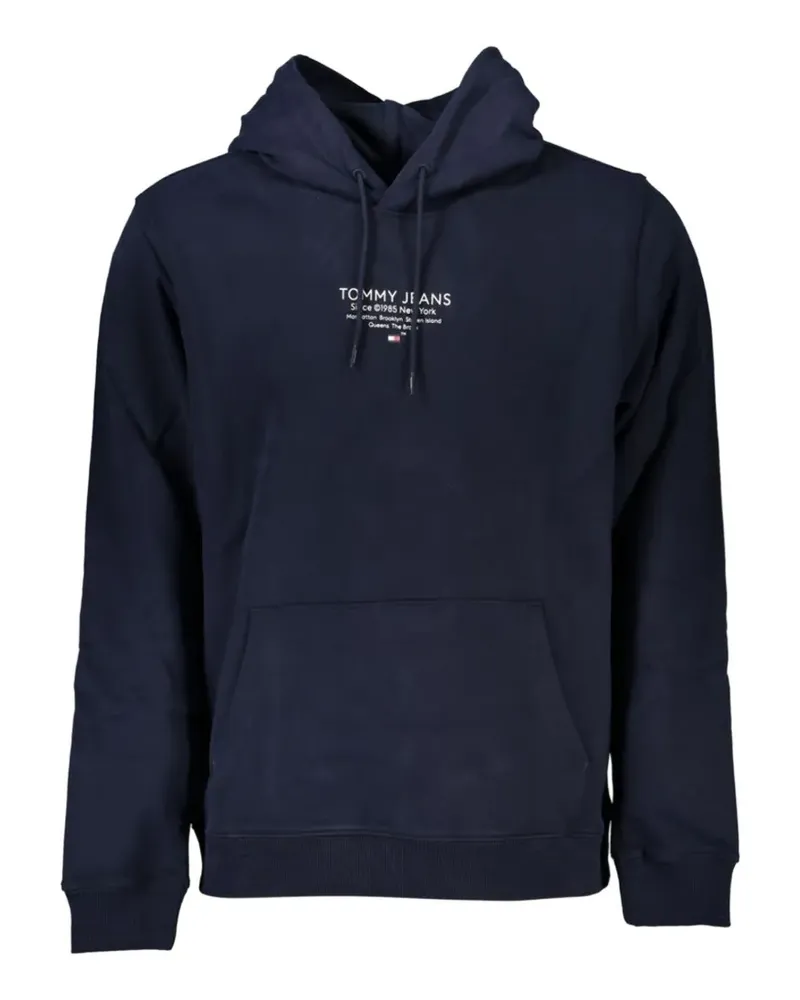 Tommy Hilfiger logo-print kangaroo-pocket hoodie - Blau Blau